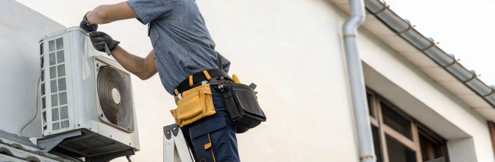 Image of an air conditioning outdoor unit installation in California by Air & Plumbing Inc.