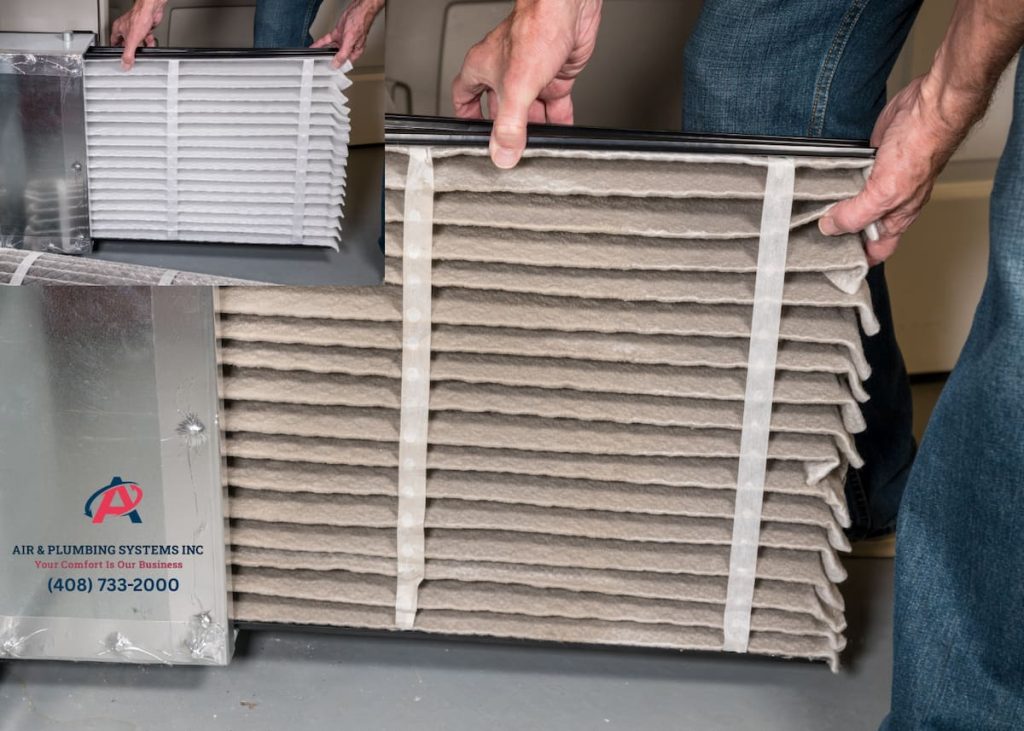 HVAC air filter replacement for improved indoor air quality in Bay Area businesses by Air & Plumbing Systems Inc